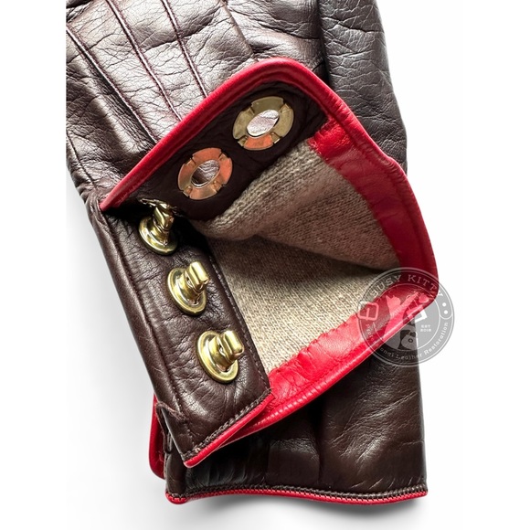 NWT Coach Triple Turnlock Leather & Cashmere Gloves - Size 6.5 (Small) - Picture 5 of 8